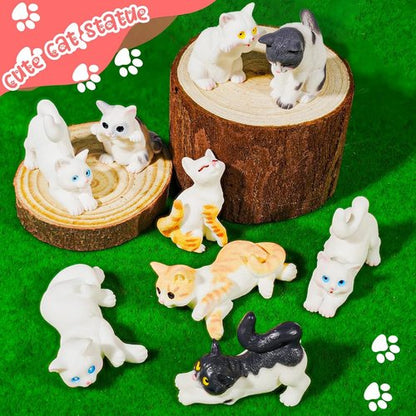 Exasinine Miniature Cat Figurines - 24 Cute Kittens for Fairy Garden & DIY Terrarium Decor