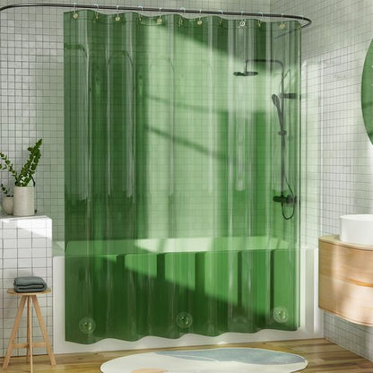 AmazerBath Shower Curtain Liner for Spring, 100% EVA Clear Green Heavy Duty Luxury Shower Curtain and Liner 2-in-1, 72x72 Plastic Weighted Shower Liner, 12 Rustproof Grommets & 3 Heavyweight Stones