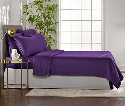 Pure Bamboo King Sheets - Luxuriously Soft & Cooling 100% Organic Viscose Bed Sheet Set | 2-Year Quality Promise (King, Purple)