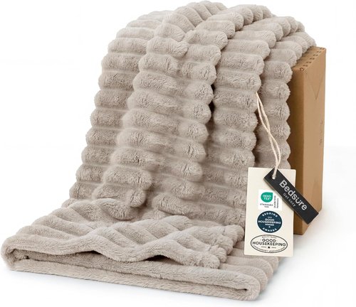 Bedsure GentleSoft Light Brown Fleece Blanket - Cozy 60x80 Inch Throw for Couch & Home Decor