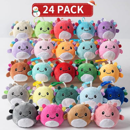 Axolotl Plush Keychains - 24 Pack Mini Party Favors for Kids | Perfect for Goodie Bags & Classroom Rewards
