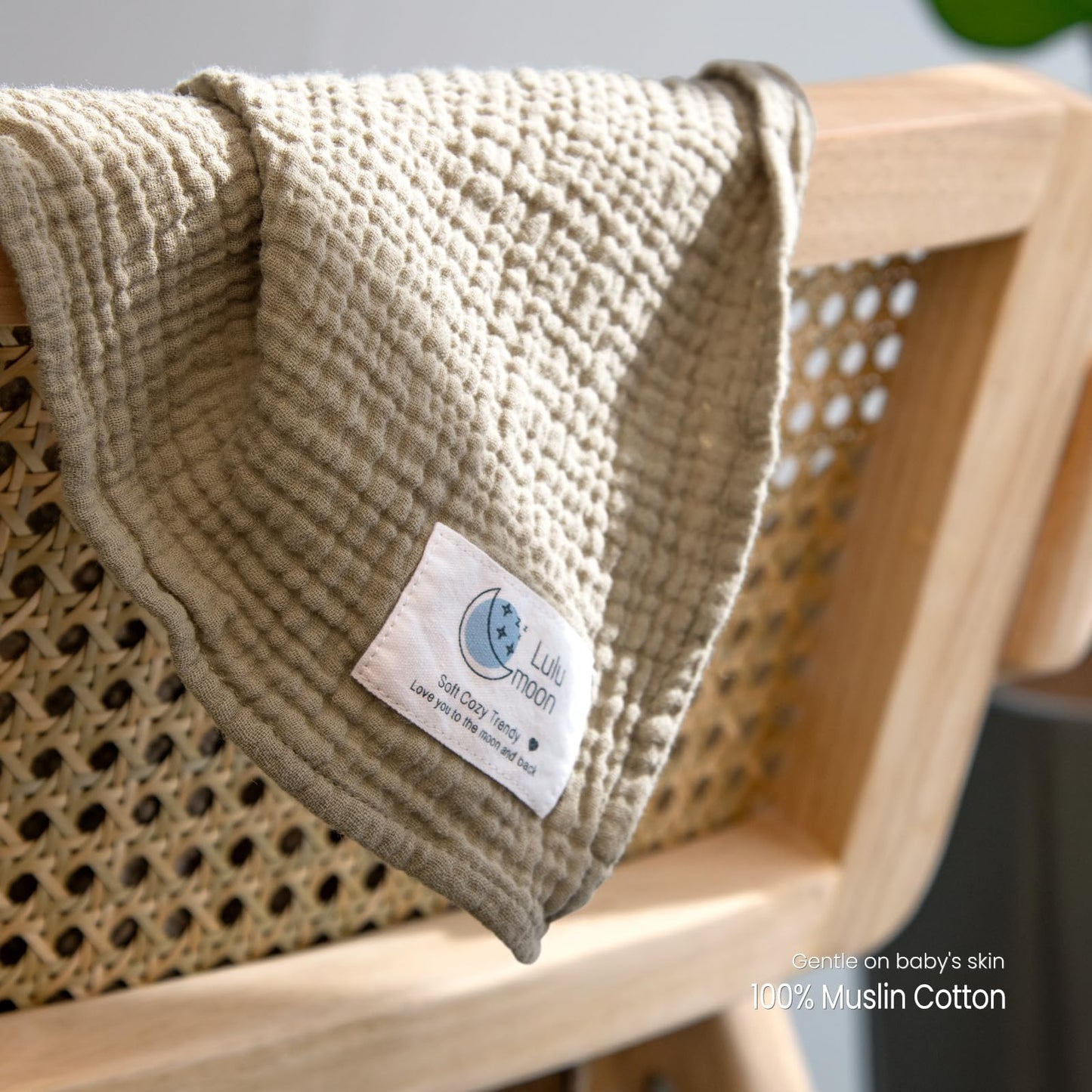 lulumoon Muslin Swaddle Blanket Baby - Cotton Swaddling Blanket Soft Baby Receiving Blanket Neutral 3Pack(Olive)