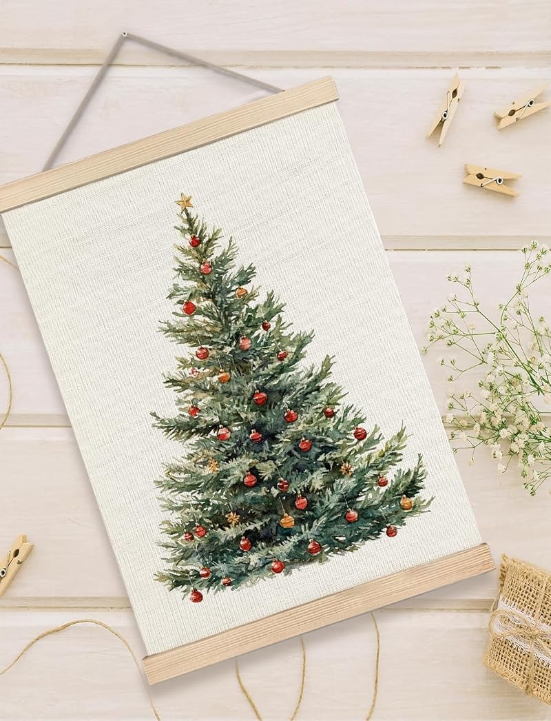 Foritho Color 03 Christmas Tree Wall Art Poster 12x16 Inch Framed Rustic Canvas