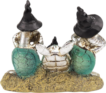 Needzo Turtle Figurine - Hear See Speak No Evil Halloween Sea Creature Decoration | 4.5 x 4 Inches