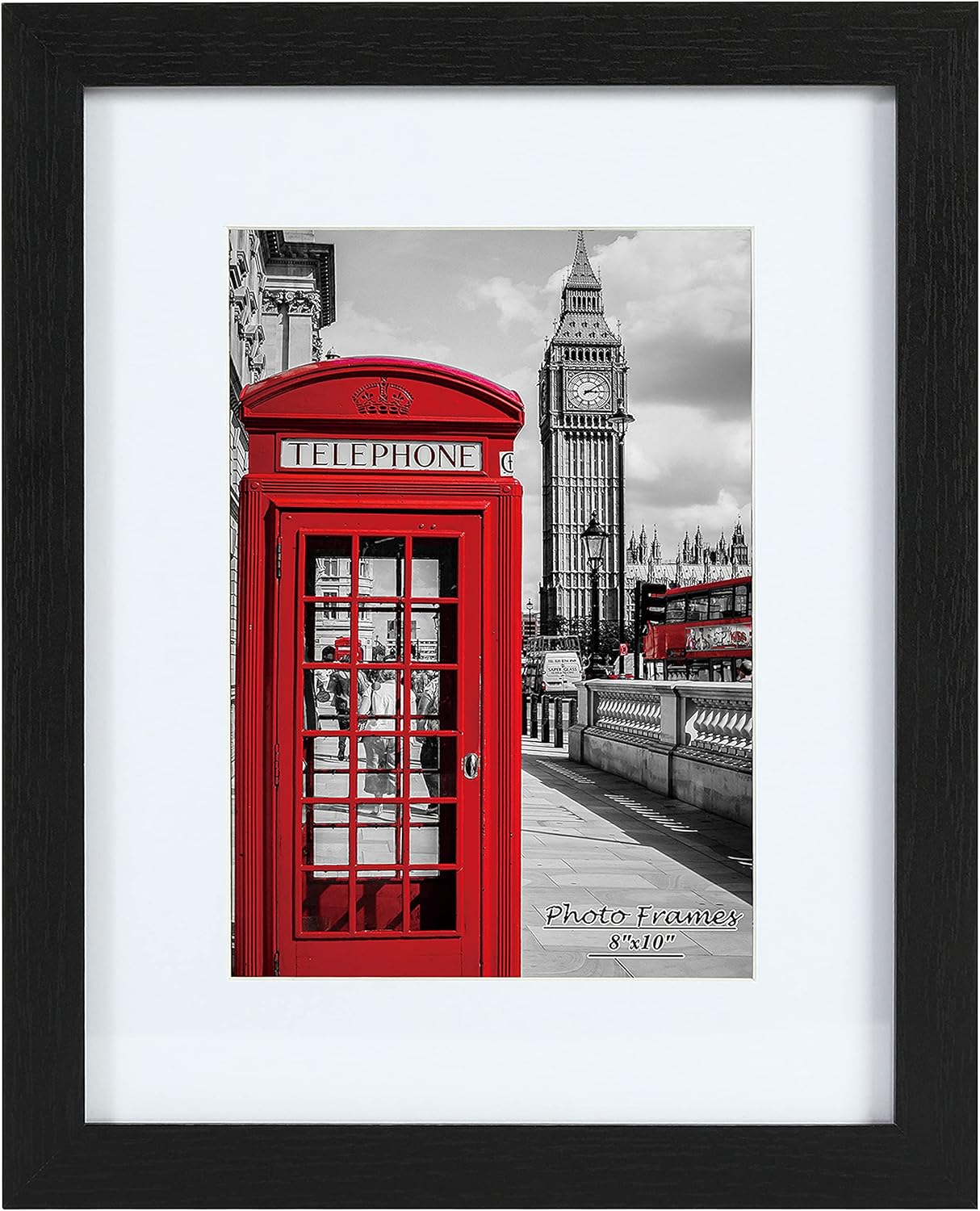 PEALSN 8x10 Picture Frame Set of 6 - Display 5x7 with Mat or 8x10 Without Mat in Black Woodgrain