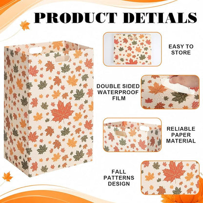Fall 13 Gallon Disposable Trash Cans with 8 Bags – 4 Pack, Maple Leaf Design (Variation: Fall)