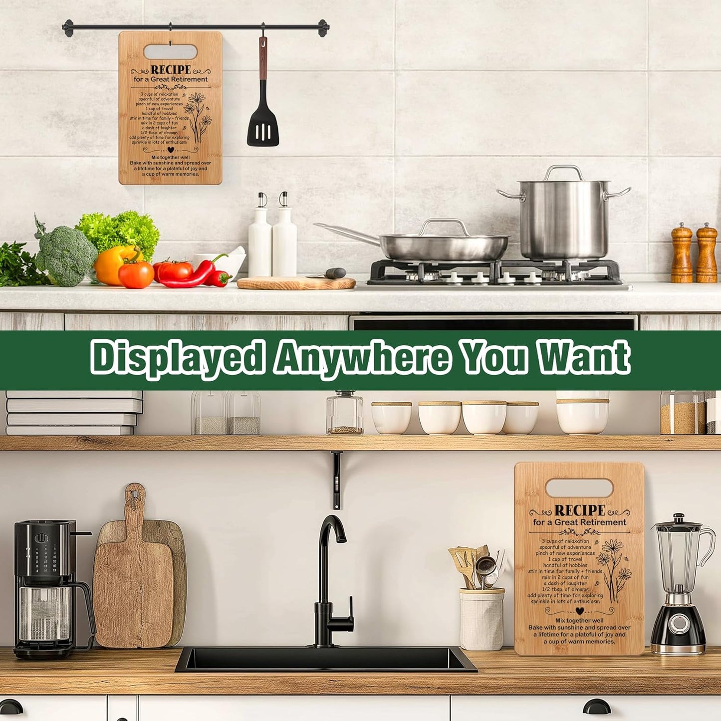 Retirement Gifts for Women 2026, Retired Cutting Board Gifts, Coworker Leaving Gifts for Women, Going Away Gifts for Coworker Boss Lady Leader Colleague Friends-Recipe for a Great Retirement