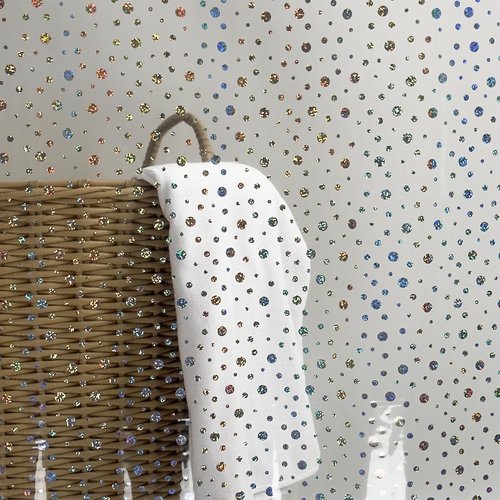 TRIMENGO PEVA Holographic Shower Curtain Liner with Glitter Gem Pattern, 70x72in Lightweight Clear Plastic Shower Curtain Liner for Shower Stall, Bathtubs