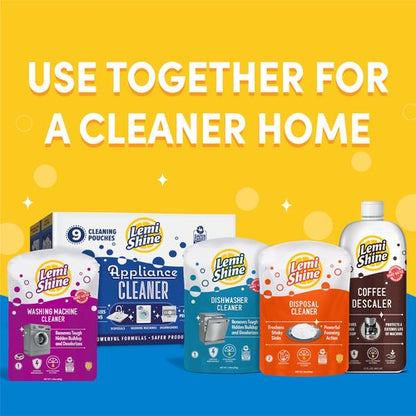 Lemi Shine Natural Dishwasher Cleaner - Hard Water Citric Acid Cleaning Powder - Lemon Scented Eco-Friendly Dishwasher Cleaner & Deodorizer - 1.76 oz