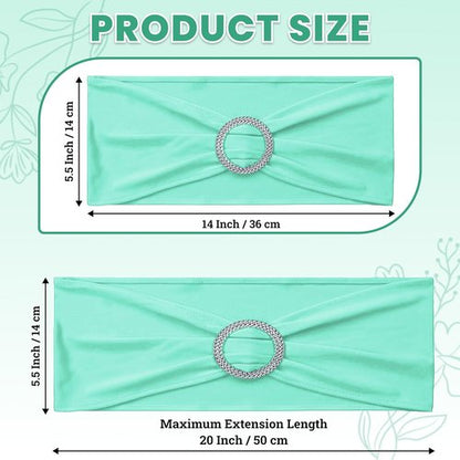 MDS Spandex Chair Sashes - Universal Fit Elastic Stretch Bows with Buckle Slider | Sea Green - Pack of 250