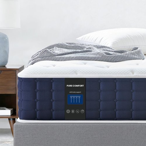 Coolvie Twin XL Mattress 10 Inch, Hybrid Mattress in a Box, Pocket Innerspring & Cooling Memory Foam, for Pressure Relief, Medium Firm Feel, 100-Night Trial