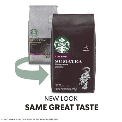 Starbucks Dark Roast Ground Coffee - Sumatra 100% Arabica - Rich Flavor - 20 Oz. Bag