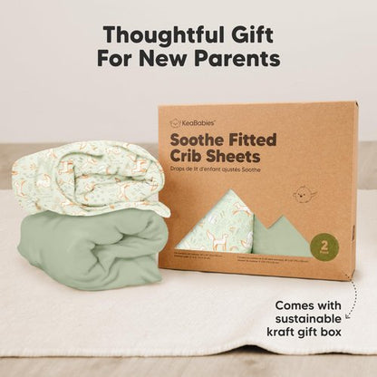 KeaBabies 2-Pack Organic Crib Sheets for Boys, Girls - 52x28 Fitted Crib Mattress Sheet Neutral, Breathable Jersey Cotton Cover for Baby Bed, Toddler Mattress, Soft & Cute Prints (Foxtrot)