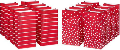 American Greetings Red Goodie Bags - Stripes & Polka Dots | 10.375'' | Pack of 16