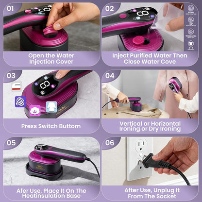 Skiennix Travel Steamer for Clothes - Fast 10s Heat Up, 4 Adjustable Modes, 100ml Tank | Pink