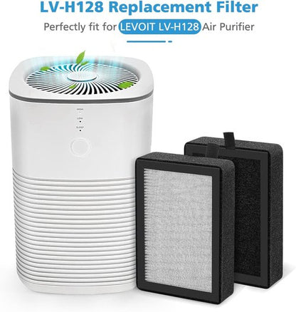 Levoit 4-Pack LV-H128 Replacement Filter - 3-in-1 Compatible Air Purifier Filter for LV-H128, PUURVSAS, ROVACS