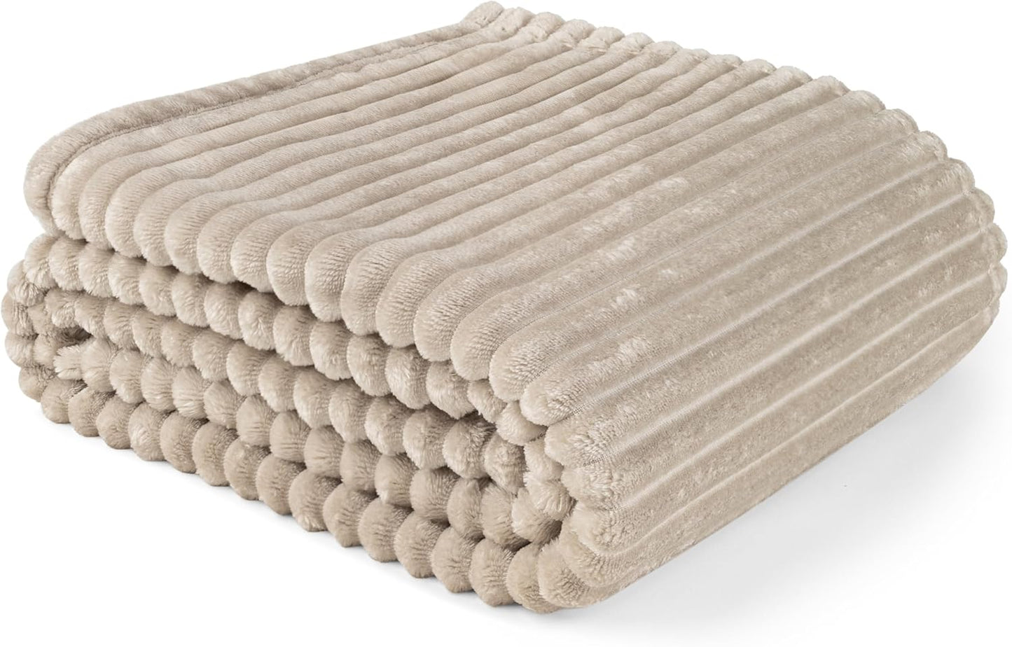 PAVILIA Cozy Fleece Bed Blanket King - Super Soft Plush Luxury Flannel Throw | Warm Ribbed Microfiber (Taupe Tan, 90x108 Inches)