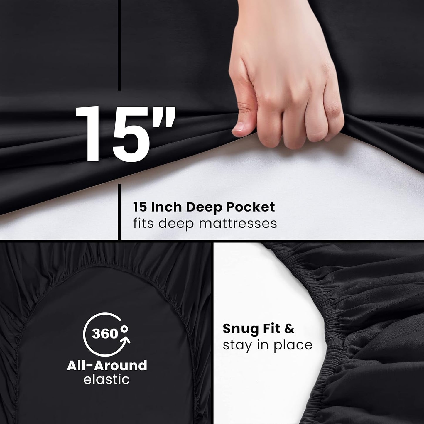 Utopia Bedding King Fitted Sheet - Soft Microfiber - Deep Pocket - Fade Resistant - Easy Care (Black)
