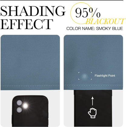 NICETOWN Smoky Blue Blackout Curtains - Thermal Insulated Drapes, 78" Length, 2 Panels, 42" Wide