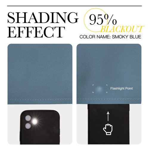 NICETOWN Bedroom Blackout Curtains and Drapes 54" L - Window Treatment Thermal Insulated Solid Grommet Blackout Draperies for Home Office (Stone Blue, 2 Panels=92" Wide)