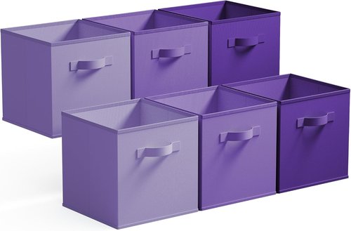 Granny Says Cube Storage Bins - 13-Inch Fabric Organizer in Purple Gradient | 6-Pack for Shelves & Closet