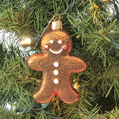 Gingerman Glass Christmas Ornament - Hand-Blown Gingerbread Decor, Ginger Warmth