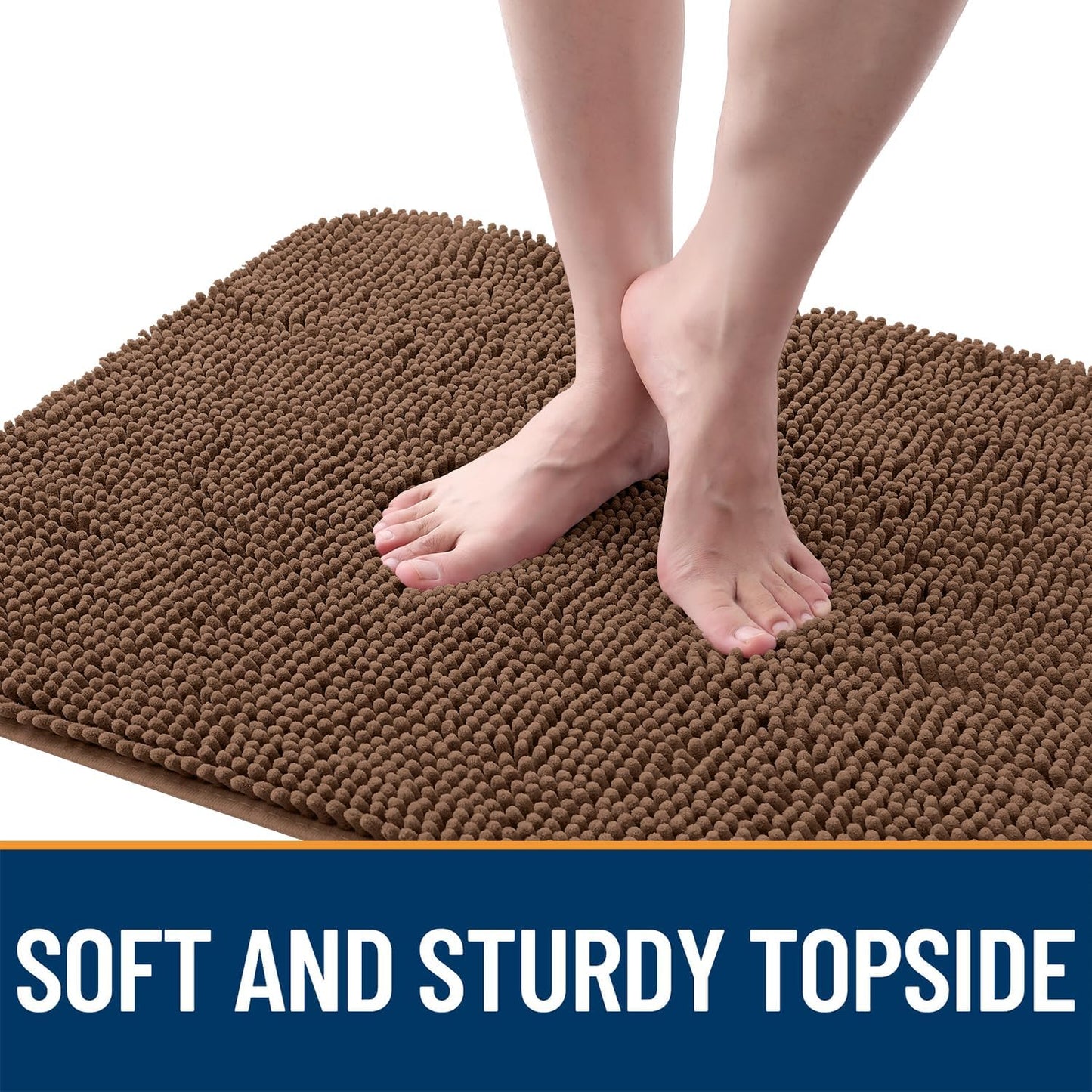 OLANLY Dog Door Mat - Absorbent Non-Slip Chenille Mat for Muddy Paws | 30x17 Mocha Washable Doormat