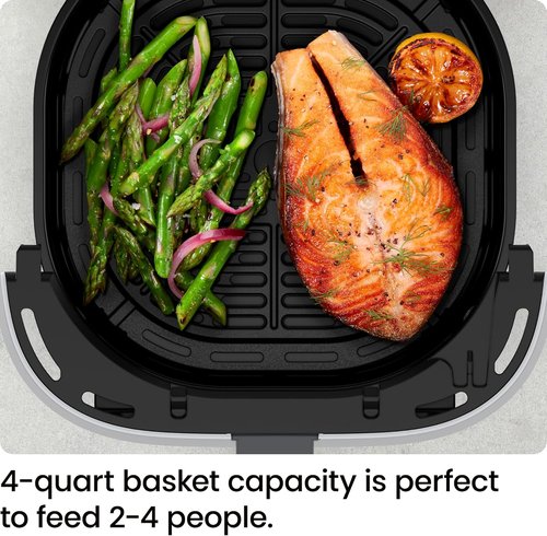 Chefman Air Fryer - 4 QT Compact Air Fryer with Hi-Fry Technology & Easy-View Window - Grey