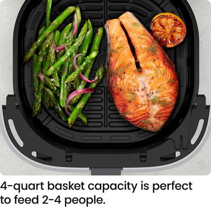 Chefman Air Fryer - 4 QT Compact Air Fryer with Hi-Fry Technology & Easy-View Window - Grey