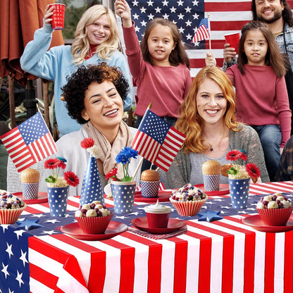 Regine Switzerland Patriotic Tablecloths - Disposable Plastic Covers for 4th of July | 108 x 54 Inch