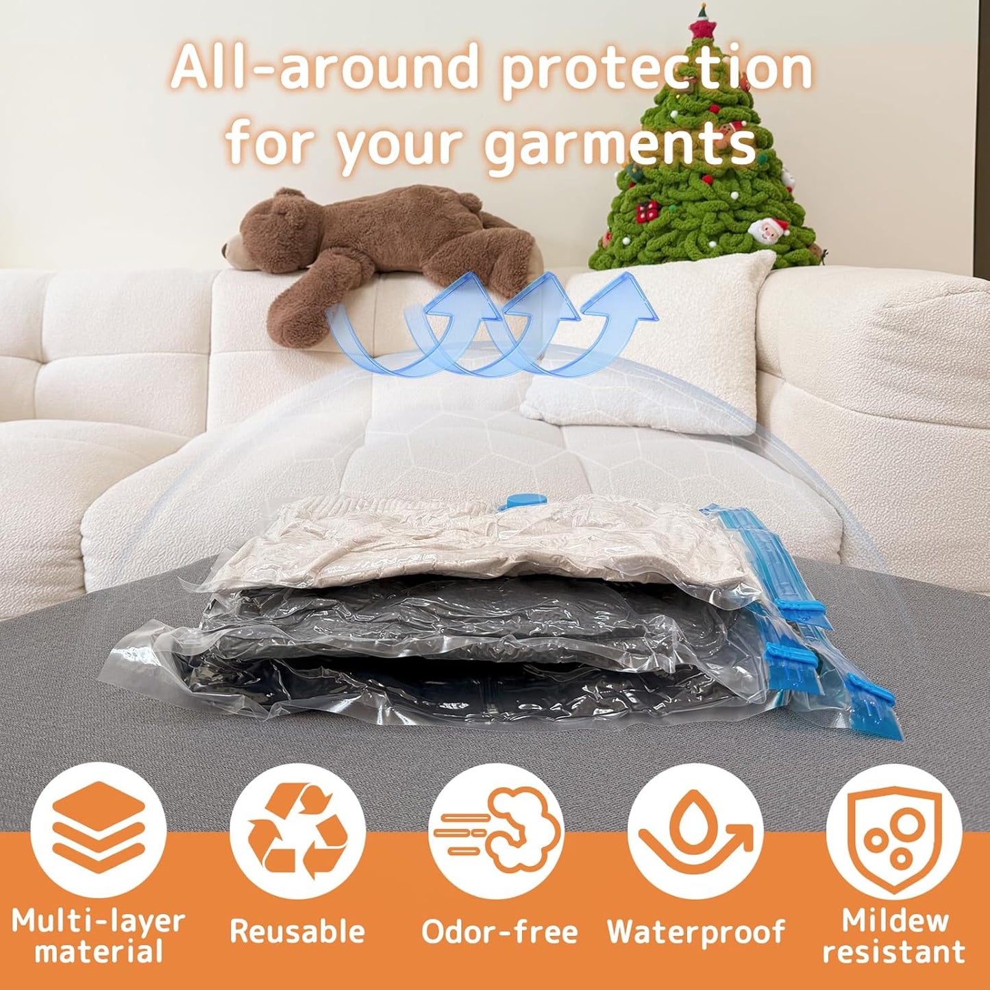 Travel Vacuum Bags - 12 Pack Compression Bags with Rechargeable Mini Pump for Luggage & Suitcase