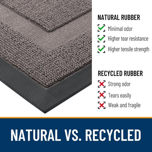 OLANLY Front Door Mat Indoor Outdoor Entrance, Waterproof All-Season, All-Weather Doormat, Sturdy Natural Rubber, Low Profile, Easy Clean Patio Porch Entryway Mat, 71x47, Taupe