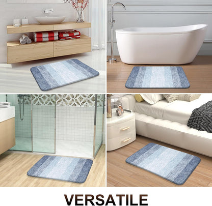 OLANLY Microfiber Bath Rug Mat - Extra Soft & Absorbent | Quick Dry, Rubber Backing, 24x16, Blue