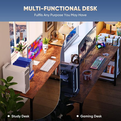 DUMOS 32 in Small Computer Desk for Home Office, Modern Study Work Table Simple Style for Bedroom, Writing Desks with X-Shaped Reinforcement, Rust