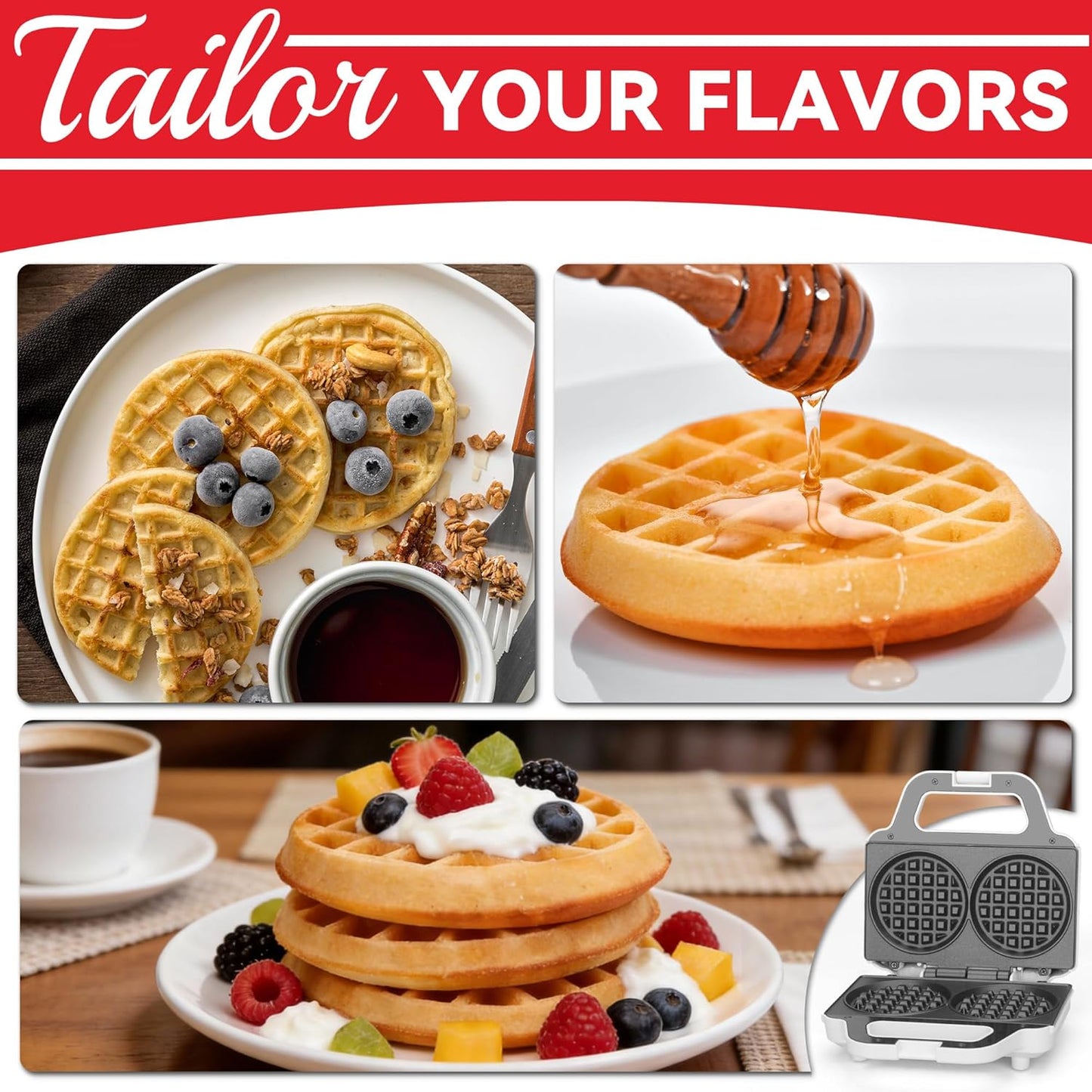 Skiennix 4-Inch Mini Waffle Maker - Non-Stick Chaffle Machine for Keto Waffles & Hash Browns