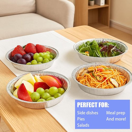 60 Pcs Round Foil Pans | Aluminum Baking & Roasting Containers - Freezer & Oven Safe