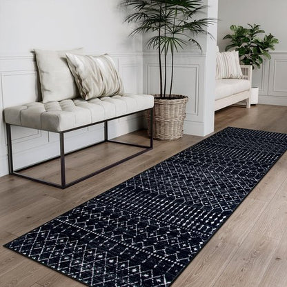 Beeiva Moroccan Hallway Runner Rug 2x7, Washable Non-Slip Kitchen Runner, Soft Low Pile Ultra Thin Geometric Carpet Rugs for Hallway, Kitchen, Laundry, Entryway