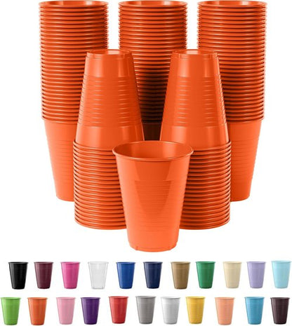 Exquisite Party Solids 12 Oz Orange Plastic Cups - 50 Pack Disposable Drinkware for Events