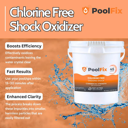 Non Chlorine Shock - Fast-Acting Pool & Hot Tub Oxidizing Shock | 45lb Bucket for Crystal Clear Water