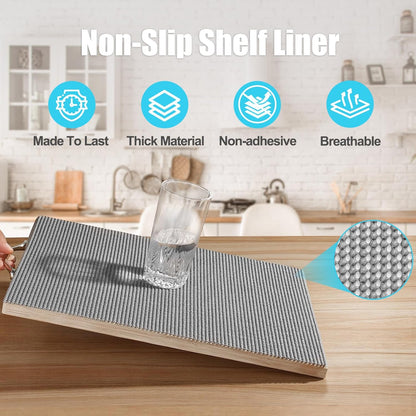 Songrey Non-Adhesive Drawer & Shelf Liner - 12IN x 20FT Non-Slip Cabinet Mat | Thick, Breathable Dark Gray