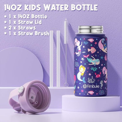 Fimibuke Kids Bento Lunch Box Set - 4 Compartments, Insulated Bag & Stainless Steel Bottle | Perfect Birthday Gift for Ages 3-12