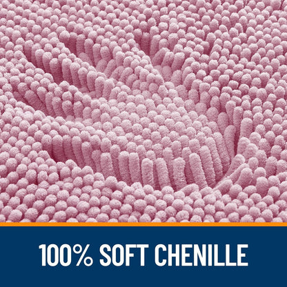 OLANLY Large Bathroom Rugs - Extra Soft Chenille Bath Mats | Quick Dry, Machine Washable, Dusty Rose 40x24