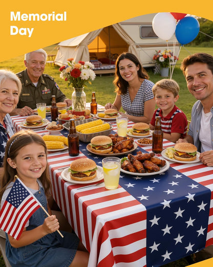 Niuara American Flag Tablecloths - 4 Pack 54" x 108" Disposable Covers for Parties & Holidays