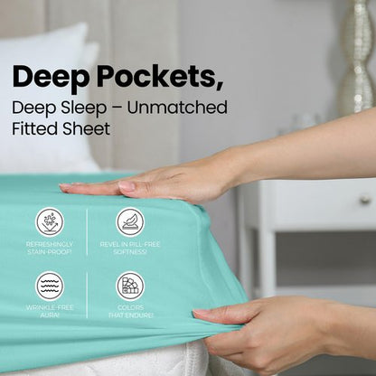 Utopia Bedding King Fitted Sheet - Bottom Sheet - Deep Pocket - Soft Microfiber - Shrinkage and Fade Resistant - Easy Care -1 Fitted Sheet Only (Spa Blue)
