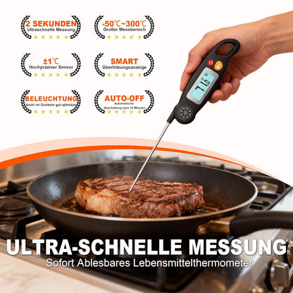 Antonki Digital Meat Thermometer - Instant Read Cooking Thermometer with Backlight | Perfect for Grilling, Baking, BBQ