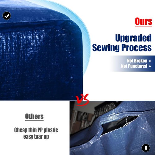 Cosy Family Extra Large Moving Bags - Heavy Duty Storage Totes with Backpack Straps (40 Gal, Blue)