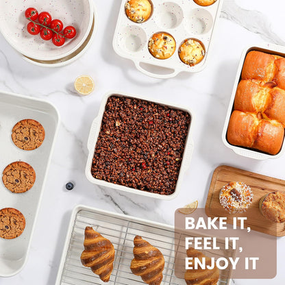 Vinino 8-Piece Nonstick Baking Pans Set - Includes Muffin, Loaf, Cake Pans & Roasting Pan | Oven Safe