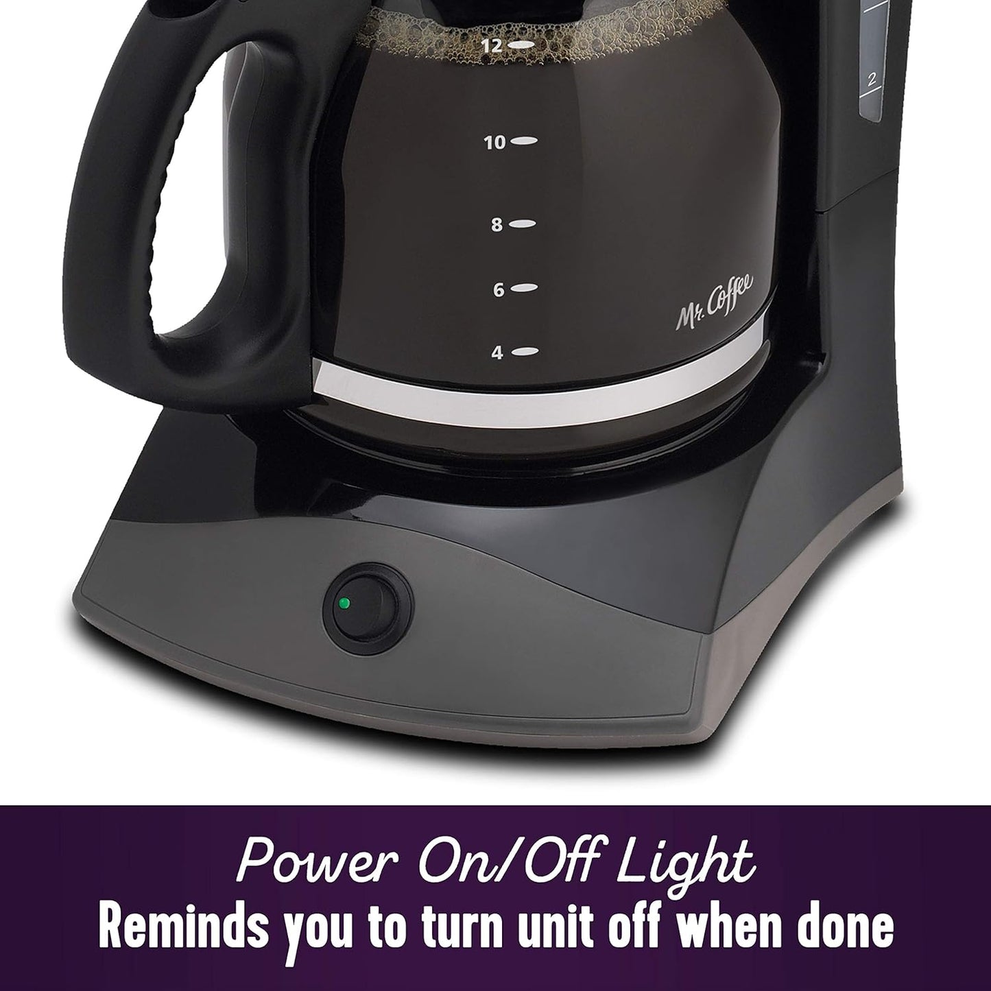 Mr. Coffee 12-Cup Black Coffee Maker - Auto Pause Feature & Glass Carafe for Home & Office