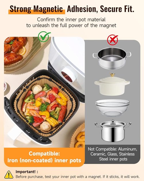 Air Fryer Magnets | 4Pcs Non-Segmented Silicone Buckle Accessories for Safe Parchment Paper Use