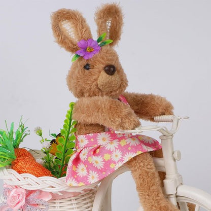 Juegoal Easter Tabletop Decorations - Set of 2 Bunny Couple Riding Bikes | 10" Cute Animal Figurines for Spring Home Decor
